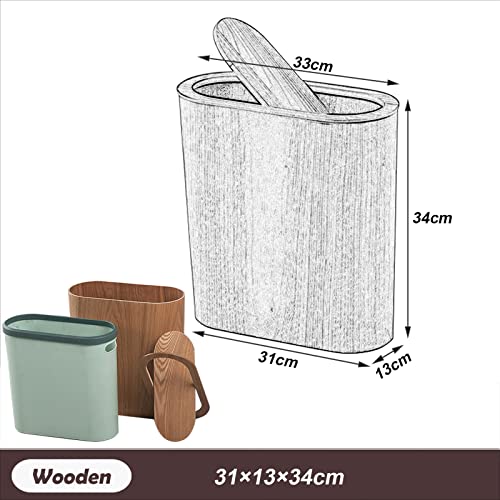 Compact Wood Wastebasket – Stylish Small Trash Bin for Bathroom, Office, or Narrow Spaces
