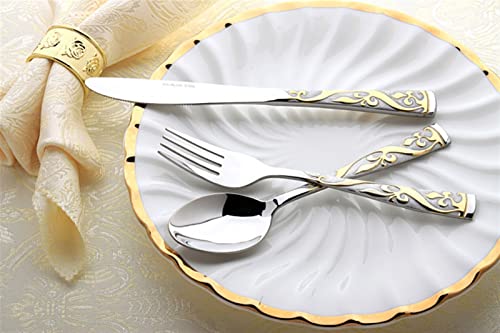DDNGEJ 4-Piece Gold Flatware Set – 304 Stainless Steel Cutlery with Knife, Fork, Spoon & Chopsticks – Eco-Friendly Kitchen Accessories