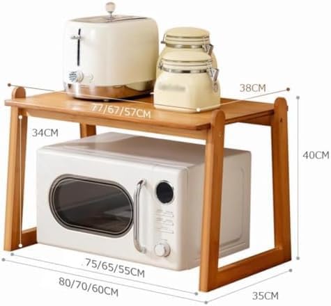 Eco-Friendly Bamboo Microwave Rack – Durable Multi-Tier Storage Shelf for Kitchen, Home, or Office