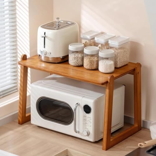 Eco-Friendly Bamboo Microwave Rack – Durable Multi-Tier Storage Shelf for Kitchen, Home, or Office