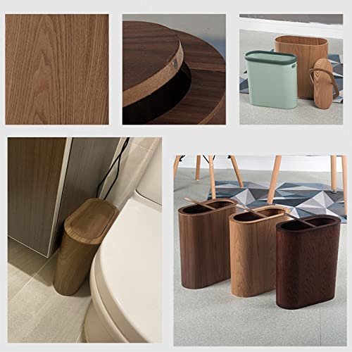 Compact Wood Wastebasket – Stylish Small Trash Bin for Bathroom, Office, or Narrow Spaces