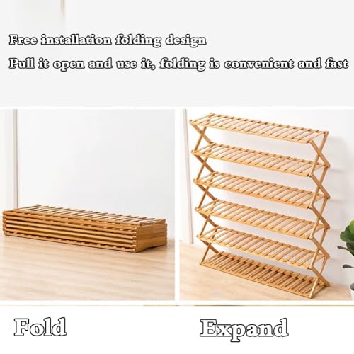 Eco-Friendly Foldable Bamboo Shoe Rack – Compact Freestanding Organizer for Entryway, Closet & Living Room (50 x 25 x 39 cm, Brown)