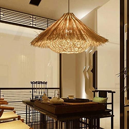 Handwoven Rattan Pendant Light – Eco-Friendly Bamboo Chandelier with E27 Socket for Dining Room, Bedroom, and Tea Room