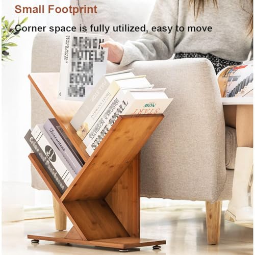 Bamboo Bookshelf, Multi-Layer Floor Shelf, Small Space nizer, Stylish Bamboo Storage Rack for Home, Living Room, Office, Eco-Friendly Design, Durable and Functional