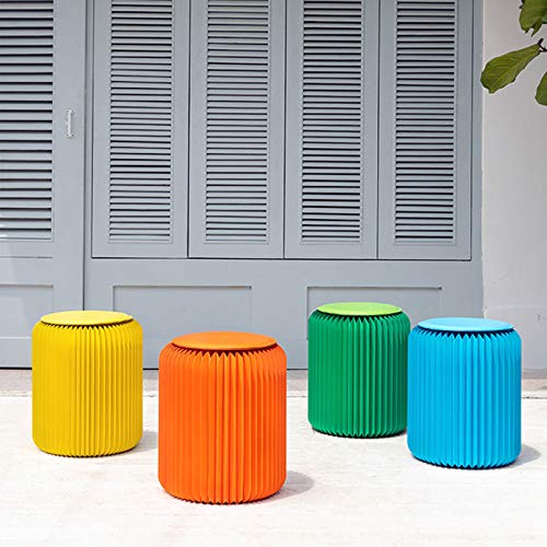Foldable Eco-Friendly Paper Stool with PU Cushion – Lightweight, Portable Footrest in Yellow (28cm) for Home, Office & Travel