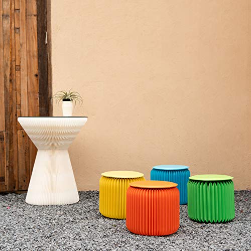 Foldable Eco-Friendly Paper Stool with PU Cushion – Lightweight, Portable Footrest in Yellow (28cm) for Home, Office & Travel