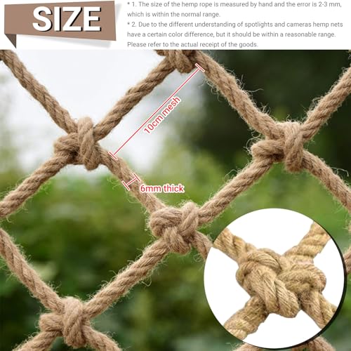 Eco-Friendly Hemp Rope Safety Net – 6mm Thick, Multi-Purpose Protective Netting for Kids, Balconies, Stairs & Garden Use
