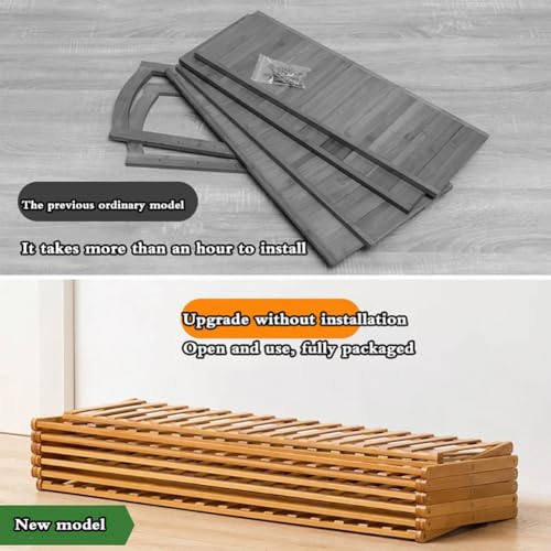 Eco-Friendly Foldable Bamboo Shoe Rack – Compact Freestanding Organizer for Entryway, Closet & Living Room (50 x 25 x 39 cm, Brown)