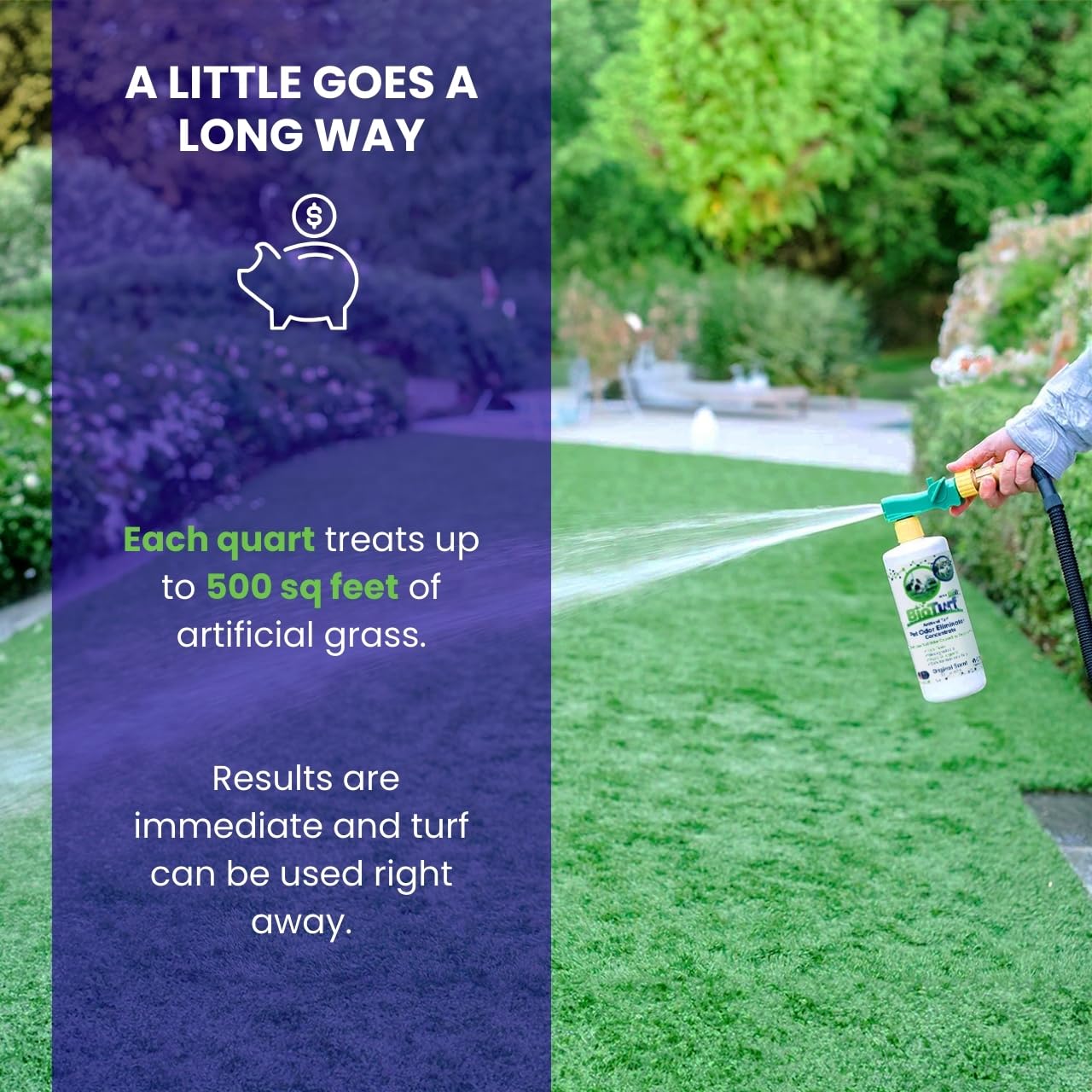 BioTurf BioS+ Artificial Grass Odor Eliminator – 1 Gallon & 32oz Concentrate with Hose Sprayer – Eco-Friendly Enzyme Cleaner for Pet Urine, Outdoor Use