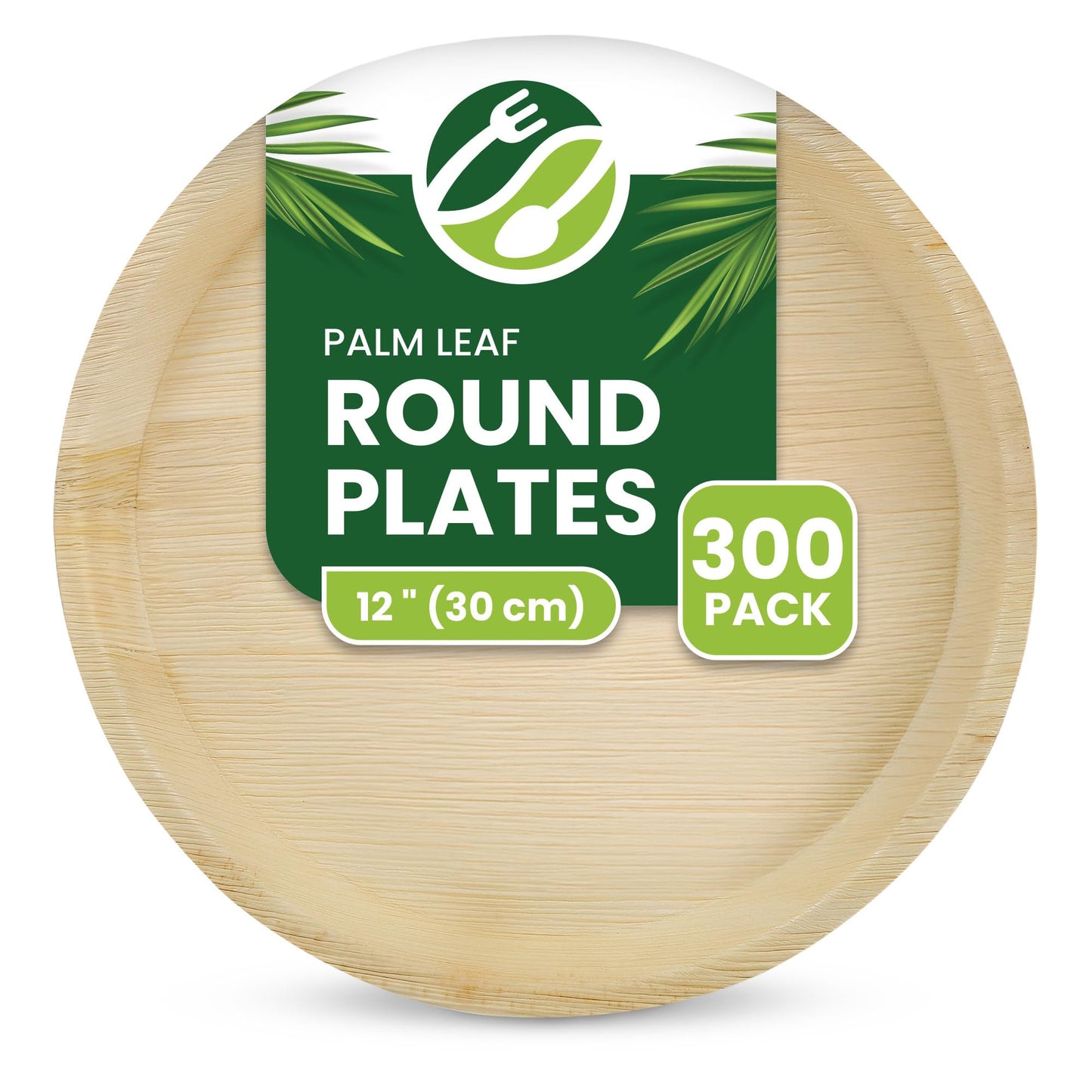 ECO Leaf 300-Pack 12” Disposable Palm Leaf Plates – Compostable, Biodegradable & Heavy-Duty Dinner Plates – Eco-Friendly, Microwave & Oven Safe