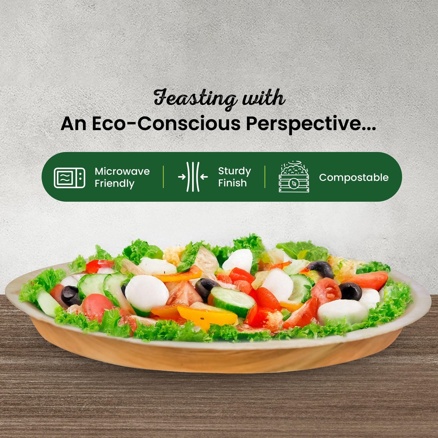 ECO Leaf 300-Pack 12” Disposable Palm Leaf Plates – Compostable, Biodegradable & Heavy-Duty Dinner Plates – Eco-Friendly, Microwave & Oven Safe