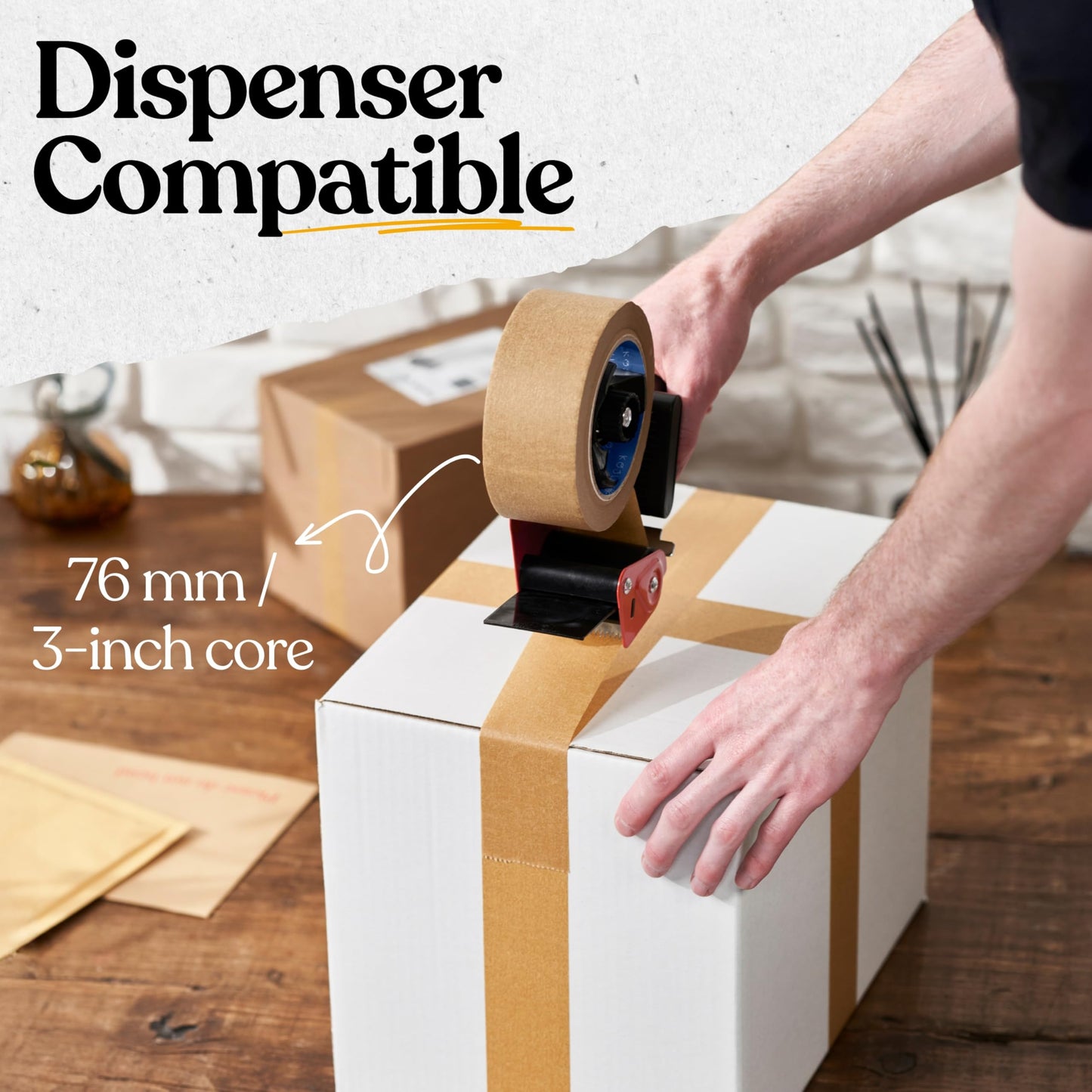 Koju Eco Kraft Paper Packing Tape ā 48mm x 50m (36-Pack) ā Recyclable Brown Tape for Parcels, Shipping, Craft & Picture Framing