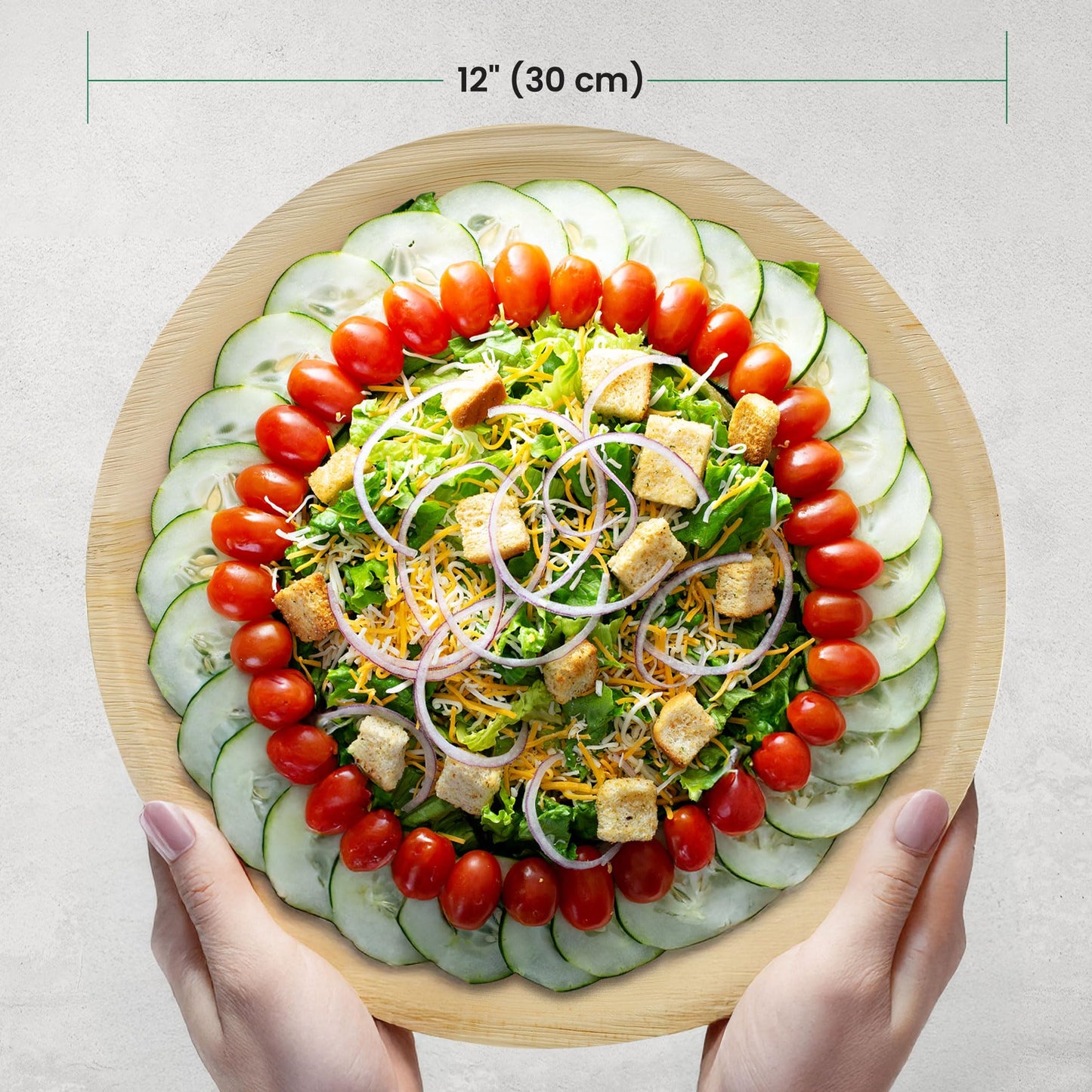 ECO Leaf 300-Pack 12” Disposable Palm Leaf Plates – Compostable, Biodegradable & Heavy-Duty Dinner Plates – Eco-Friendly, Microwave & Oven Safe