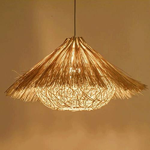 Handwoven Rattan Pendant Light – Eco-Friendly Bamboo Chandelier with E27 Socket for Dining Room, Bedroom, and Tea Room
