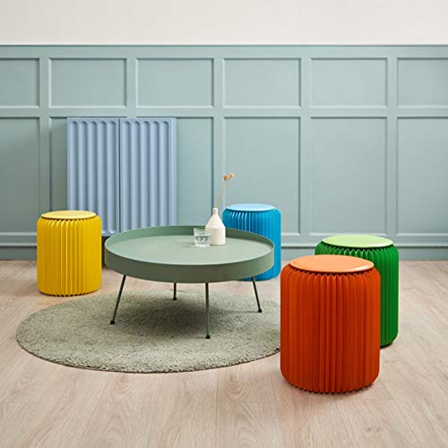 Foldable Eco-Friendly Paper Stool with PU Cushion – Lightweight, Portable Footrest in Yellow (28cm) for Home, Office & Travel