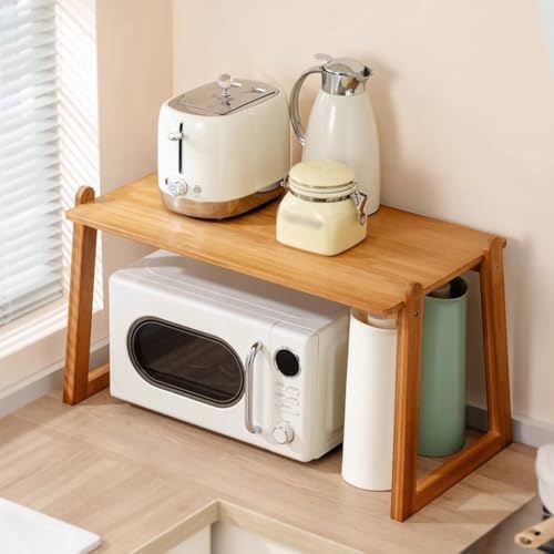 Eco-Friendly Bamboo Microwave Rack – Durable Multi-Tier Storage Shelf for Kitchen, Home, or Office
