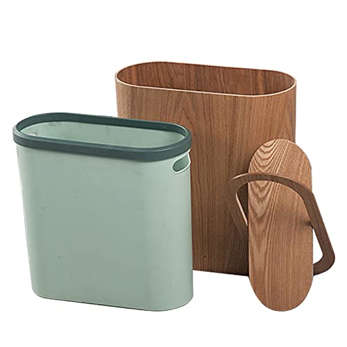 Compact Wood Wastebasket – Stylish Small Trash Bin for Bathroom, Office, or Narrow Spaces