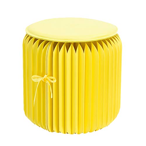 Foldable Eco-Friendly Paper Stool with PU Cushion – Lightweight, Portable Footrest in Yellow (28cm) for Home, Office & Travel