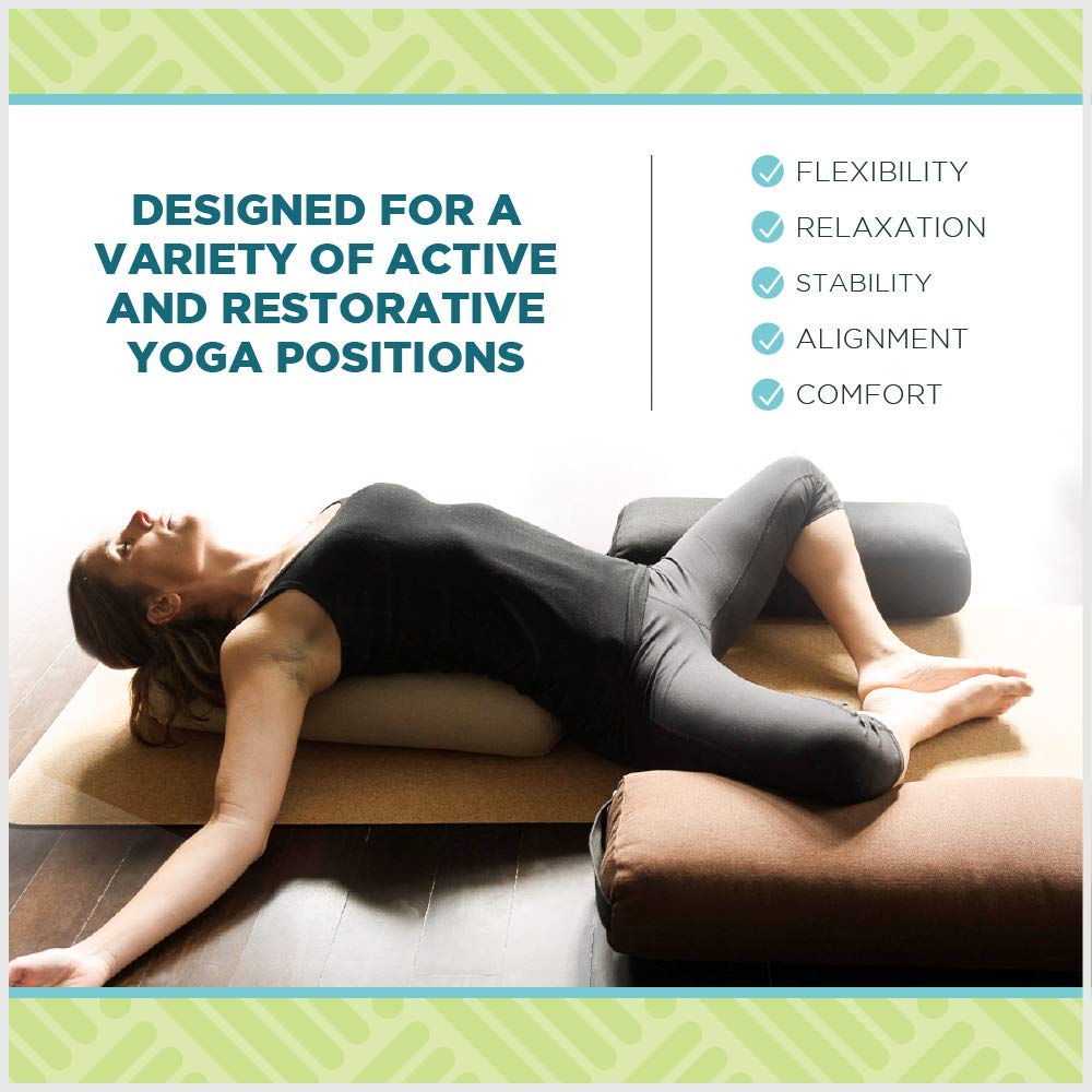 Eco-Friendly Yoga Bolster – Rectangular Cushion for Support & Alignment | Handcrafted in the USA | Cotton Cover – Lhassa Gold