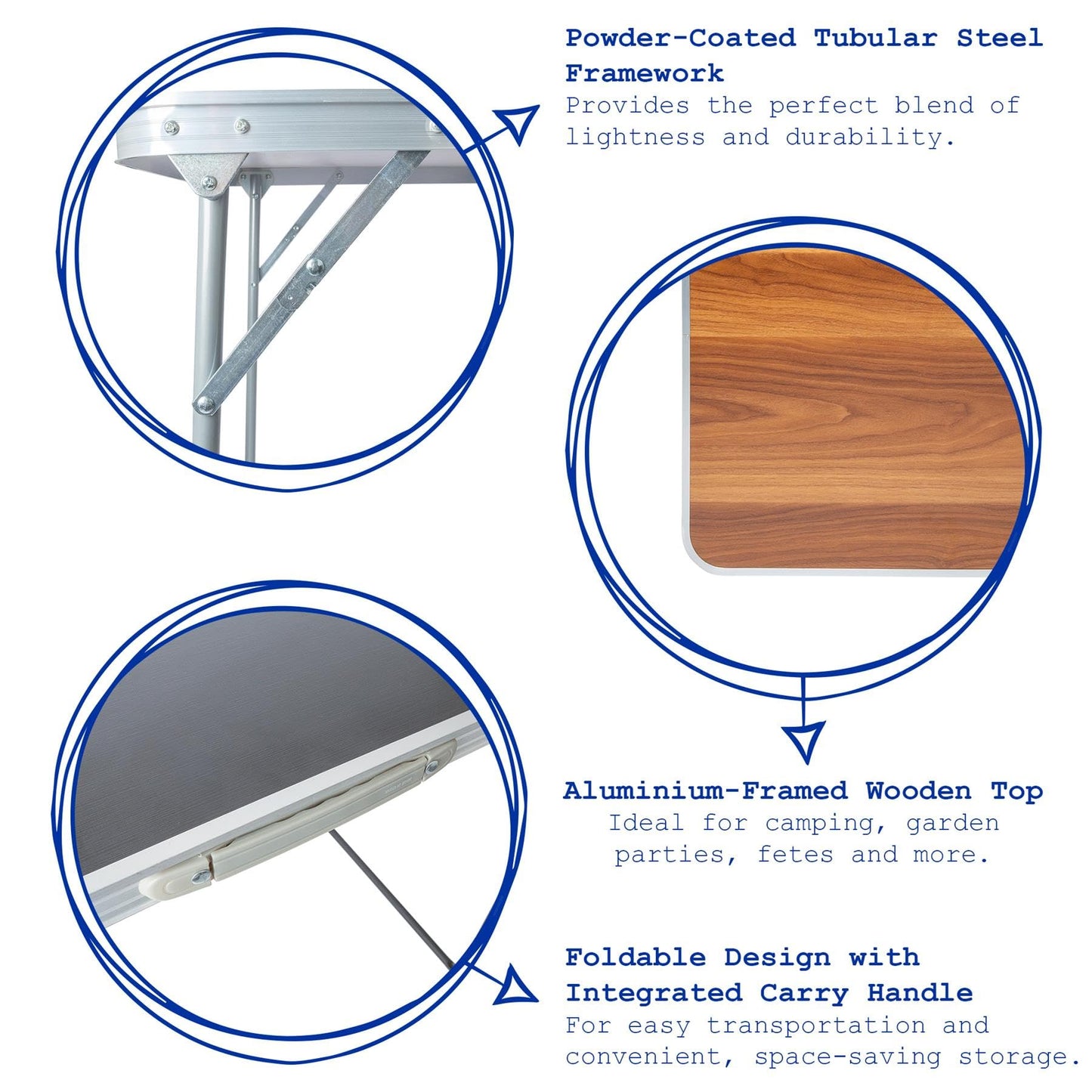 Folding Table – 80 x 60cm – Portable Metal Trestle Table for Indoor & Outdoor Use
