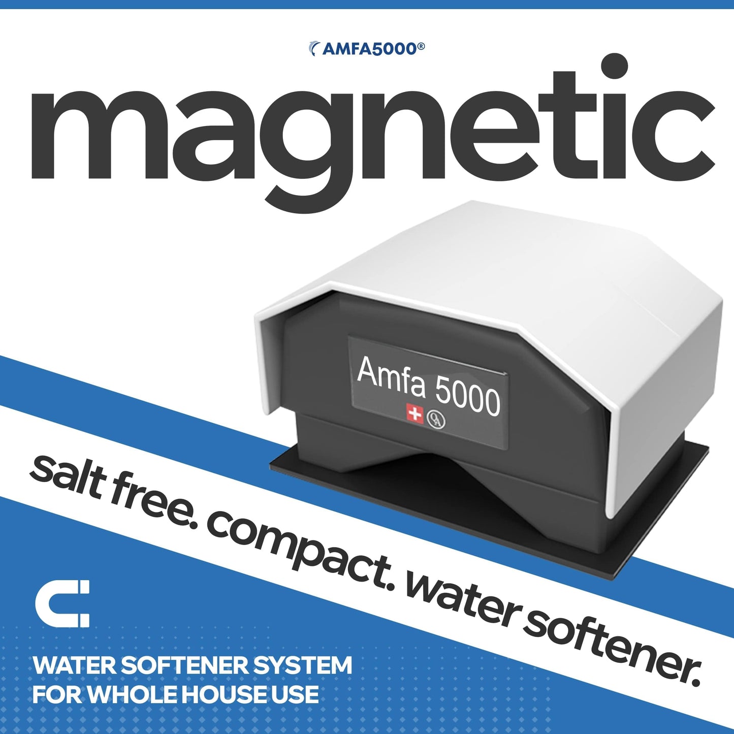 Amfa5000® Magnetic Water Descaler – Salt-Free Whole House Limescale Solution | Eco-Friendly, Maintenance-Free, Easy DIY Insta