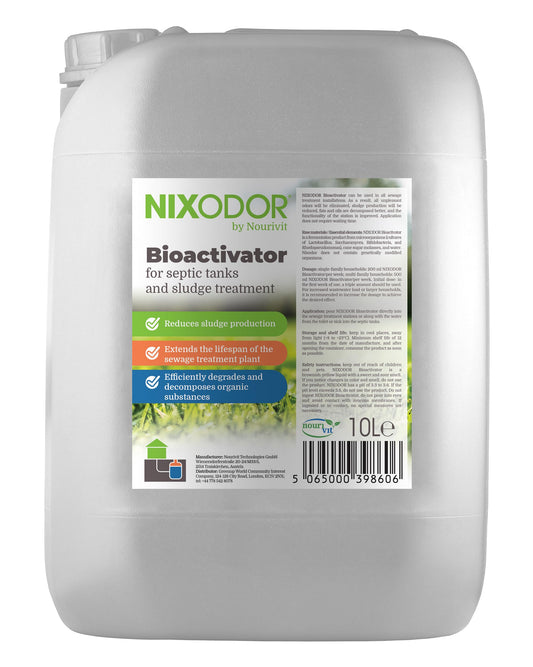 Nixodor 10L Septic Tank Bioactivator – Natural Waste Treatment & Odor Eliminator for Homes, Hotels & Restaurants