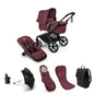 Bugaboo Fox 5 Renew Complete Pushchair Bundle & Free Bugaboo Giraffe Baby Rocker - Black/Dark Cherry